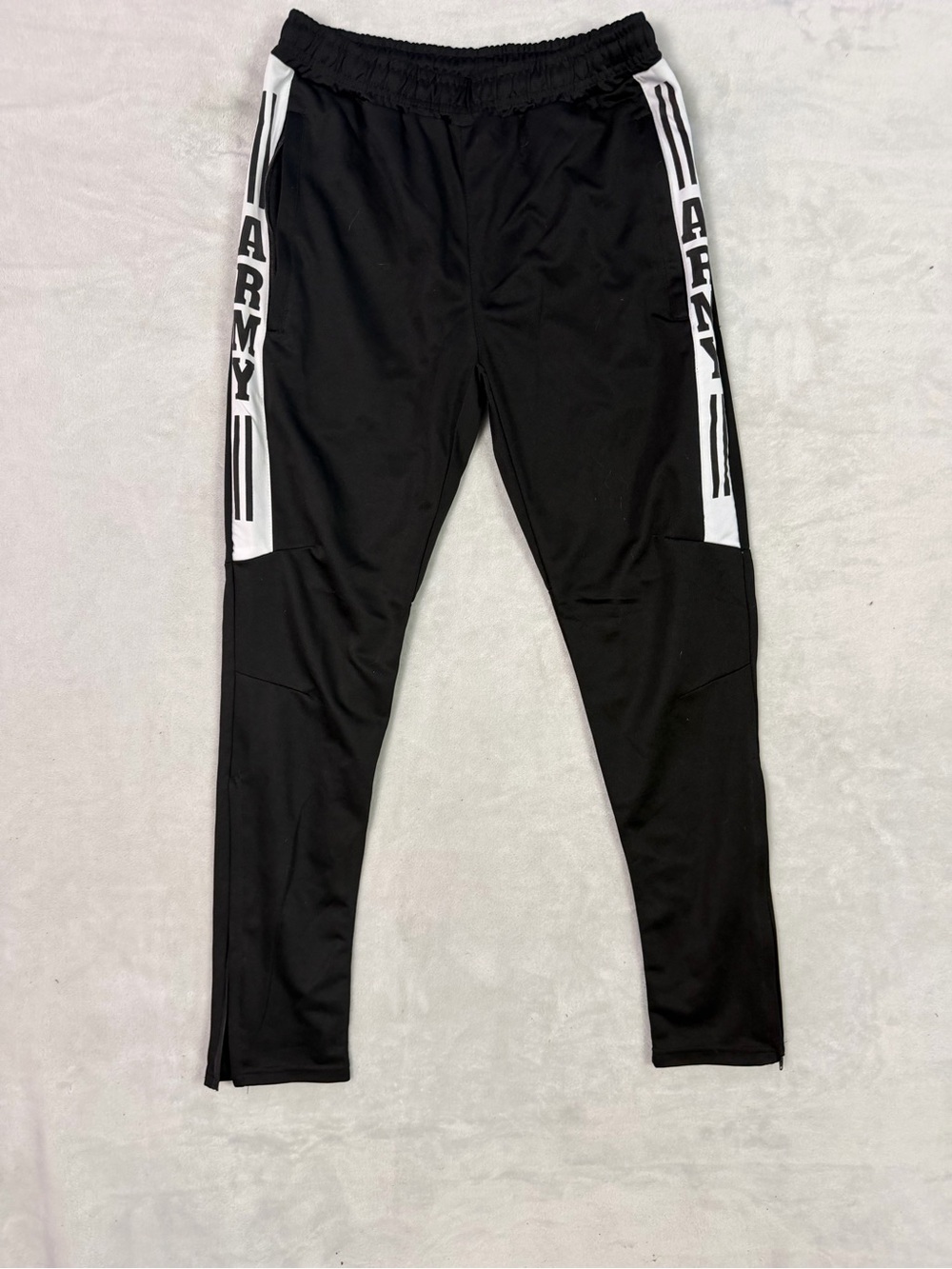 U.S. Army Black Track Joggers with White Side Panels